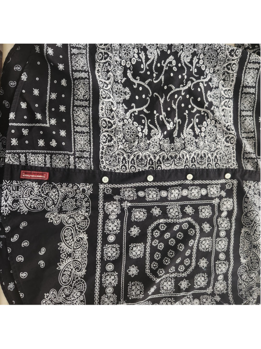 Vintage Tommy Hilfiger Red Label Shirt Mens Large Short Sleeve Button Up Paisley - Picture 4 of 9